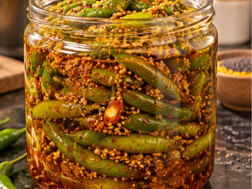 Punjabi Mirchi Achaar (ਮਿਰਚ ਦਾ ਆਚਾਰ), homemade by Punjabi home cooks